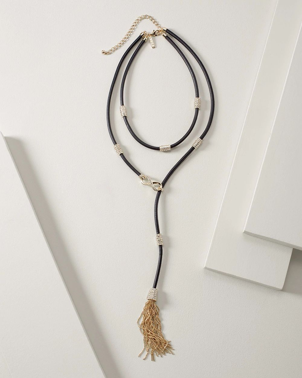 Leather Double Strand Y Necklace