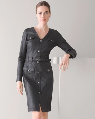 Coated Denim Shirt Dress