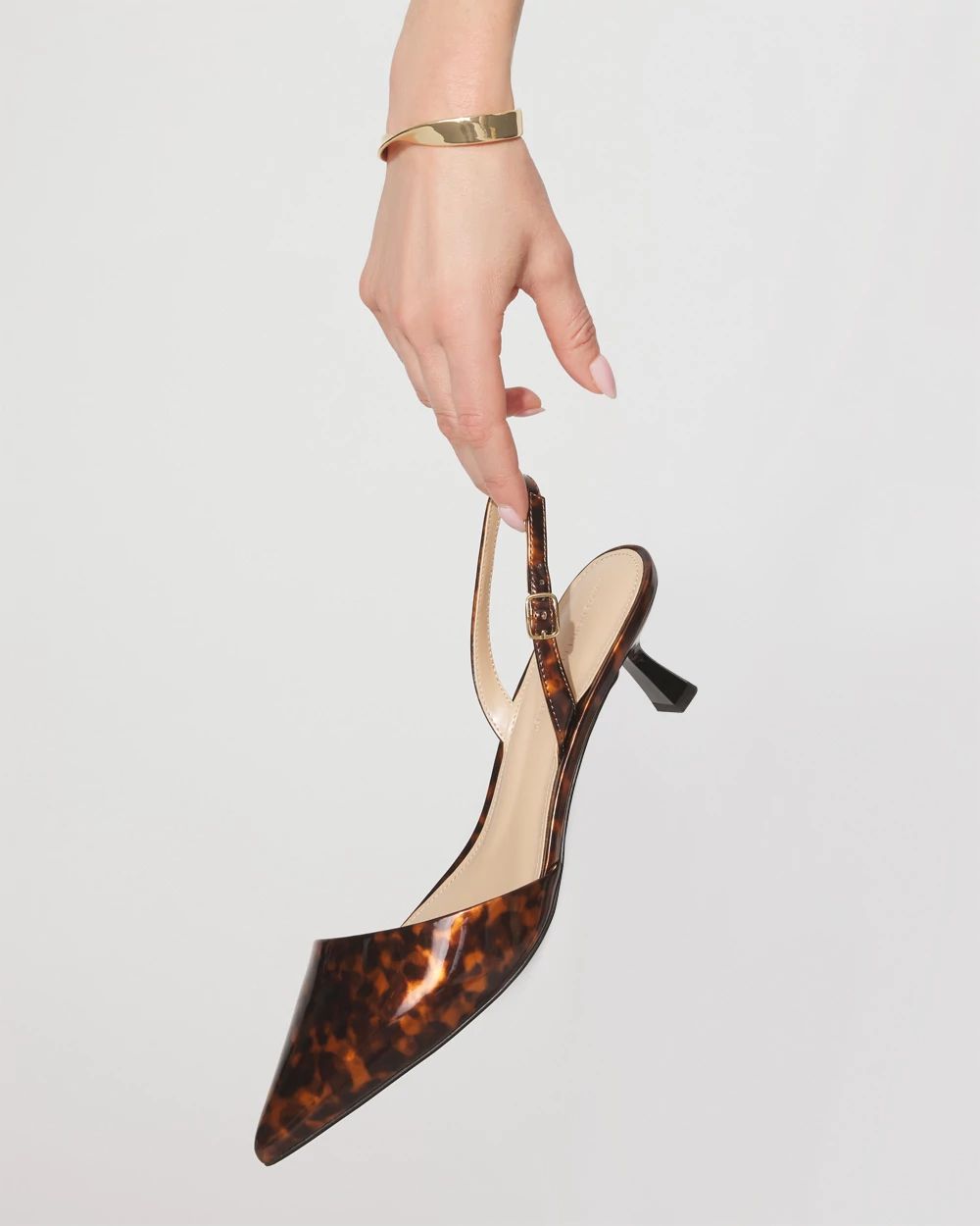 Patent Tortoise Slingback Pump
