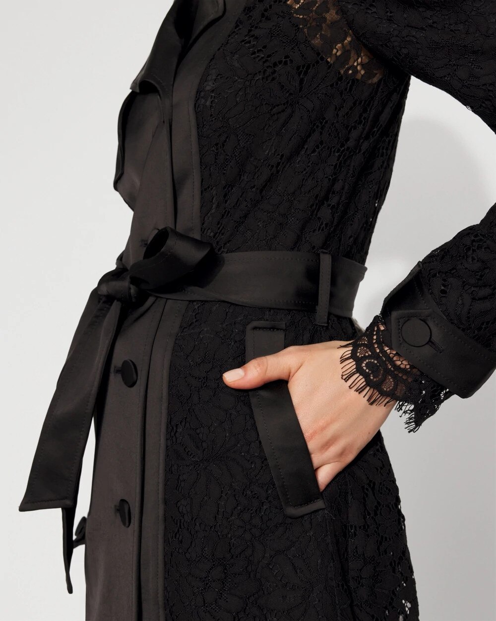 Lace + Satin Trench Coat