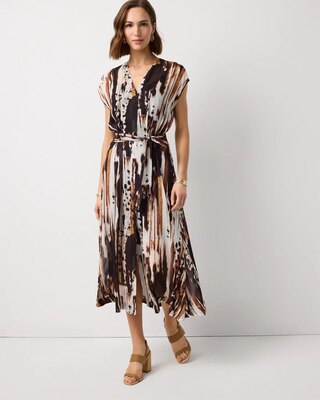 V-neck Tie-Waist Midi Dress click to view larger image.