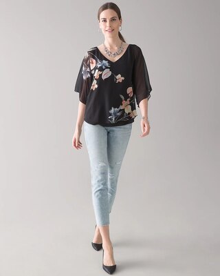 Black Floral Kimono Top