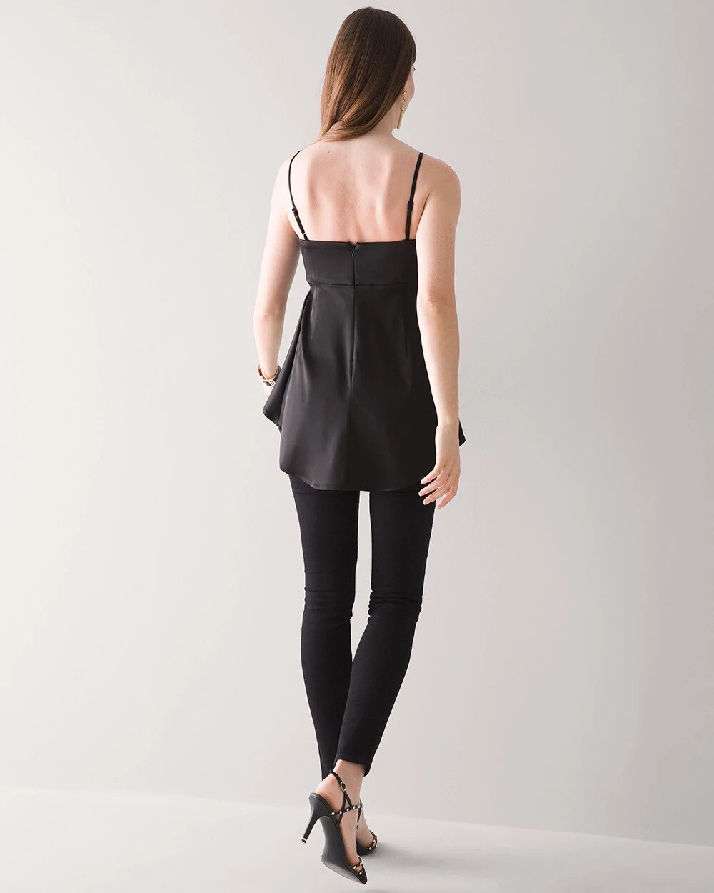 black sleeveless peplum top