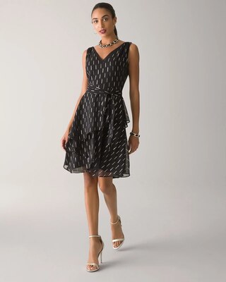 Petite Metallic Stripe Tiered Dress