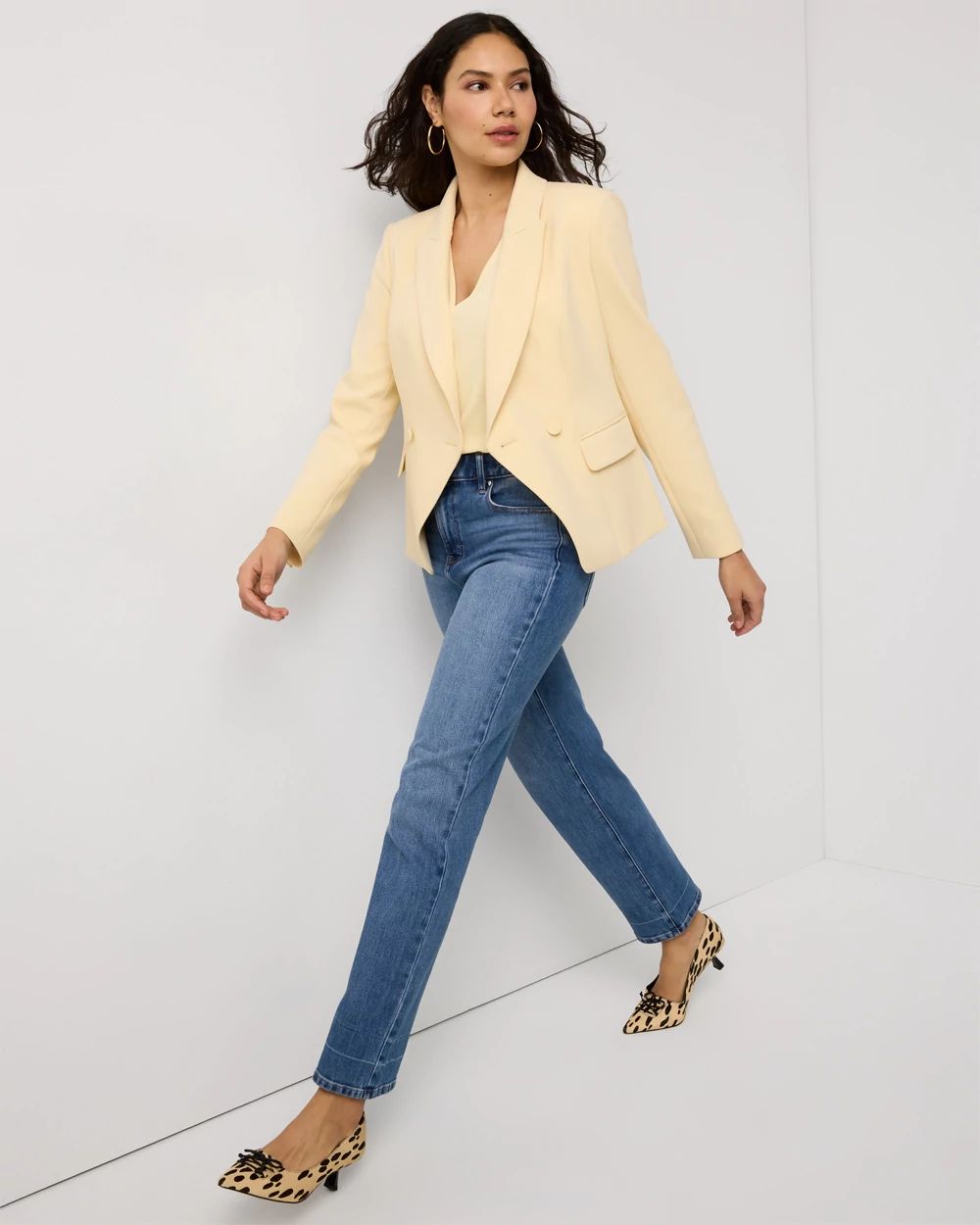 Cropped Double Button Blazer