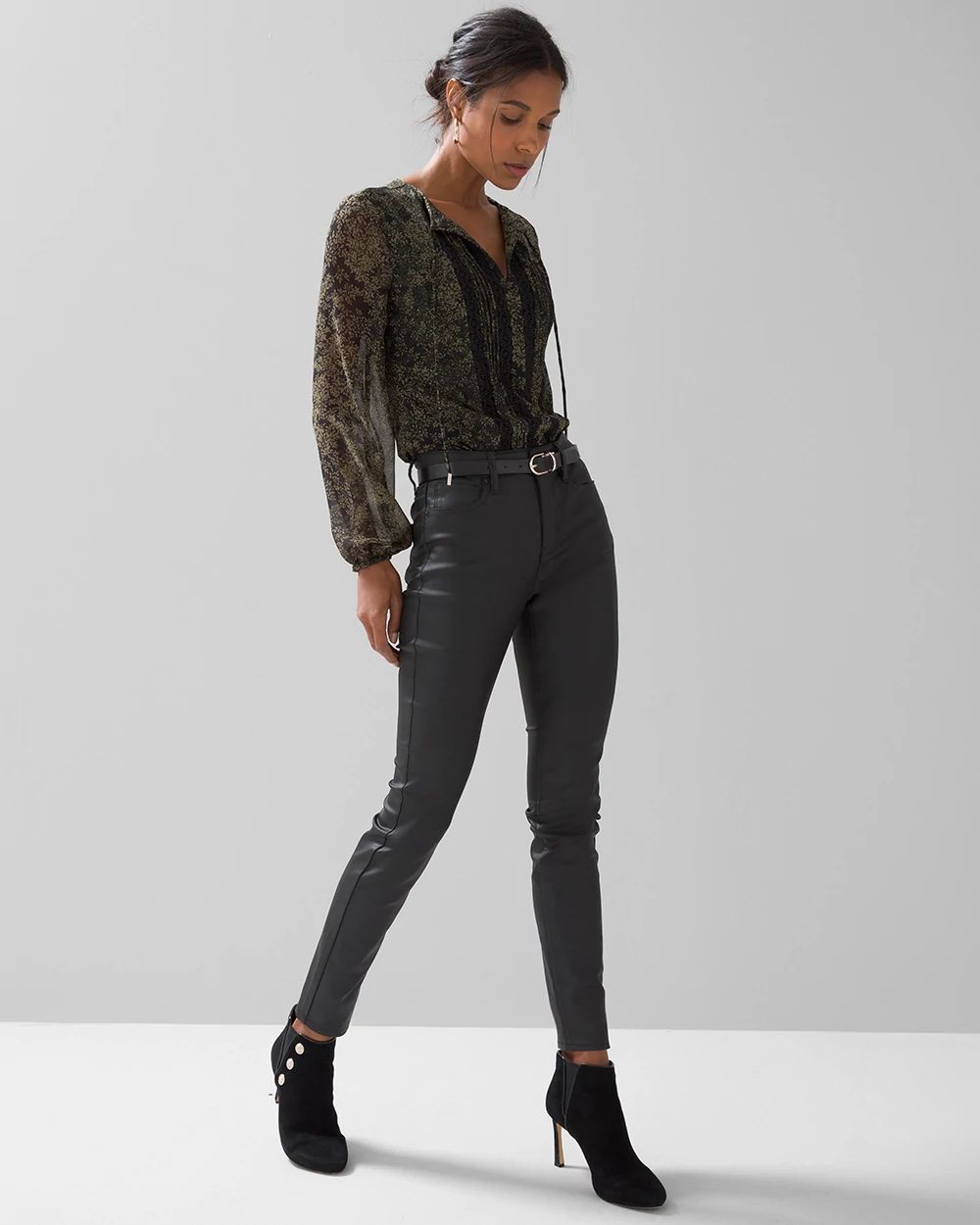High rise coated discount skinny jeans