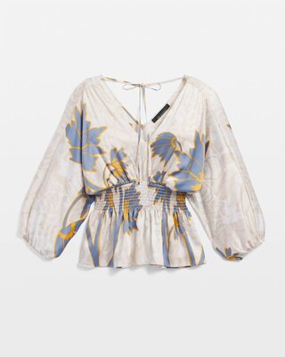 3/4 Sleeve Smocked Waist Kimono
