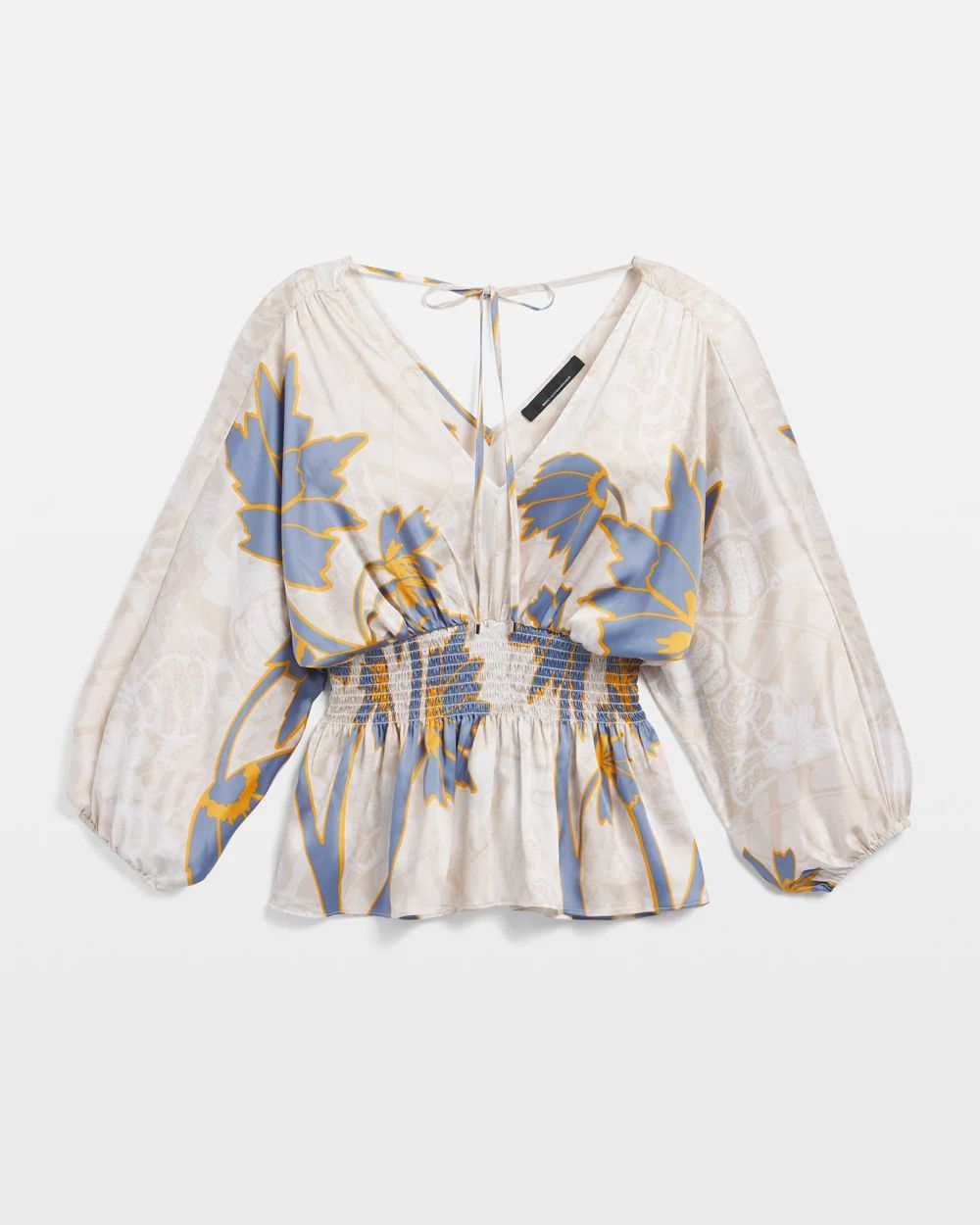 3/4 Sleeve Smocked Waist Kimono