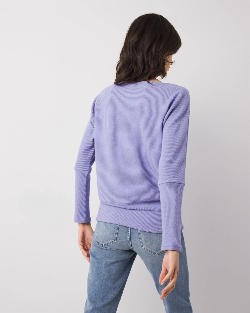 Off-The-Shoulder Ribbed Knit Pullover click to view larger image.
