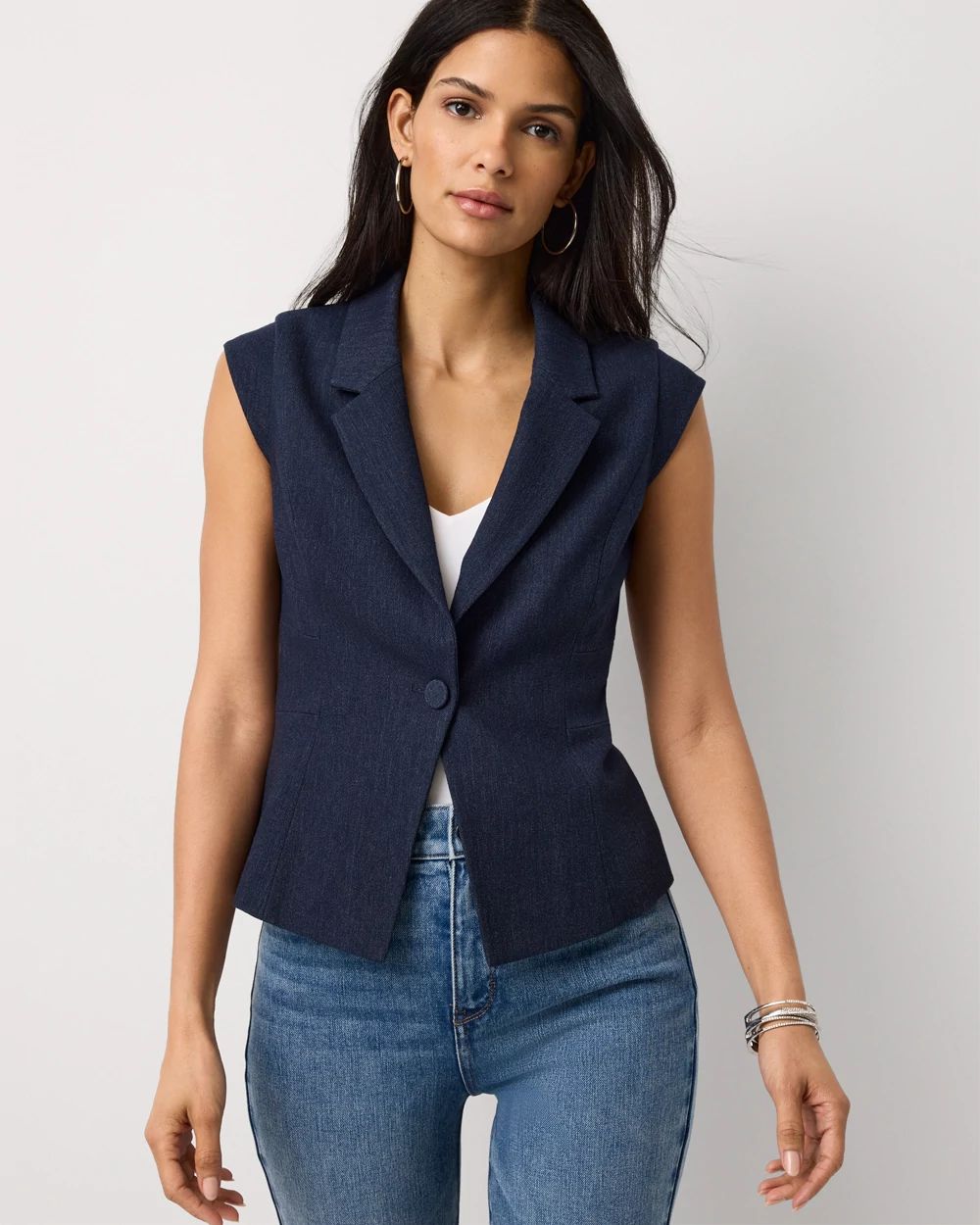 Petite Denim-Look Vest