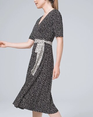 Petite Animal-Print Faux-Wrap Midi Dress