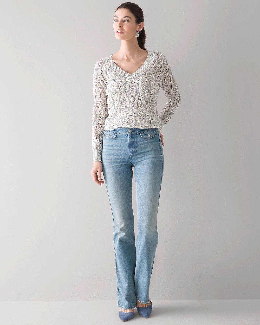 Petite High-Rise Everyday Soft Denim™ Skinny Flare Jeans click to view larger image.