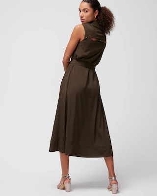 Sleeveless Cutout Pleated Midi Dress click to view larger image.