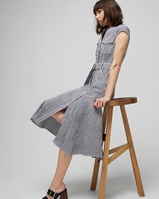 Seersucker Utility Midi Dress