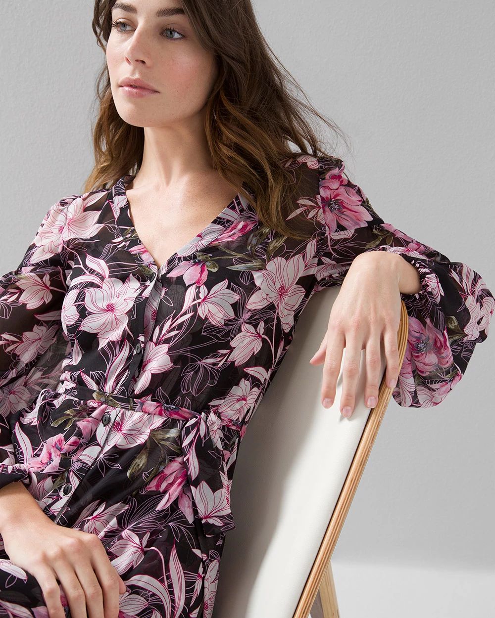 Long-Sleeve A-Line Shirtdress