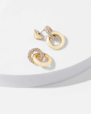 Gold Pave Double Hoop Earrings click to view larger image.