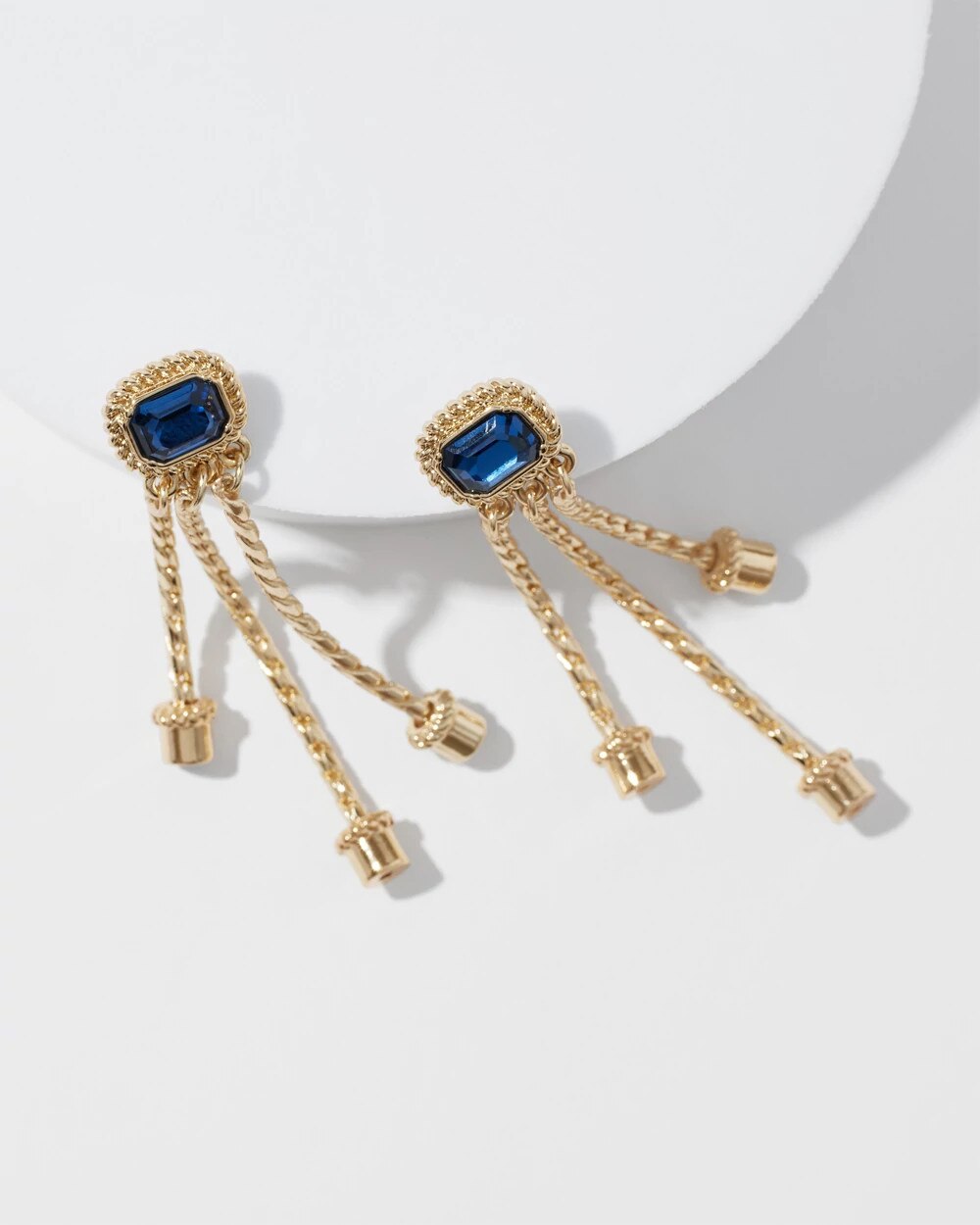 Blue Crystal Linear Earrings - image 4