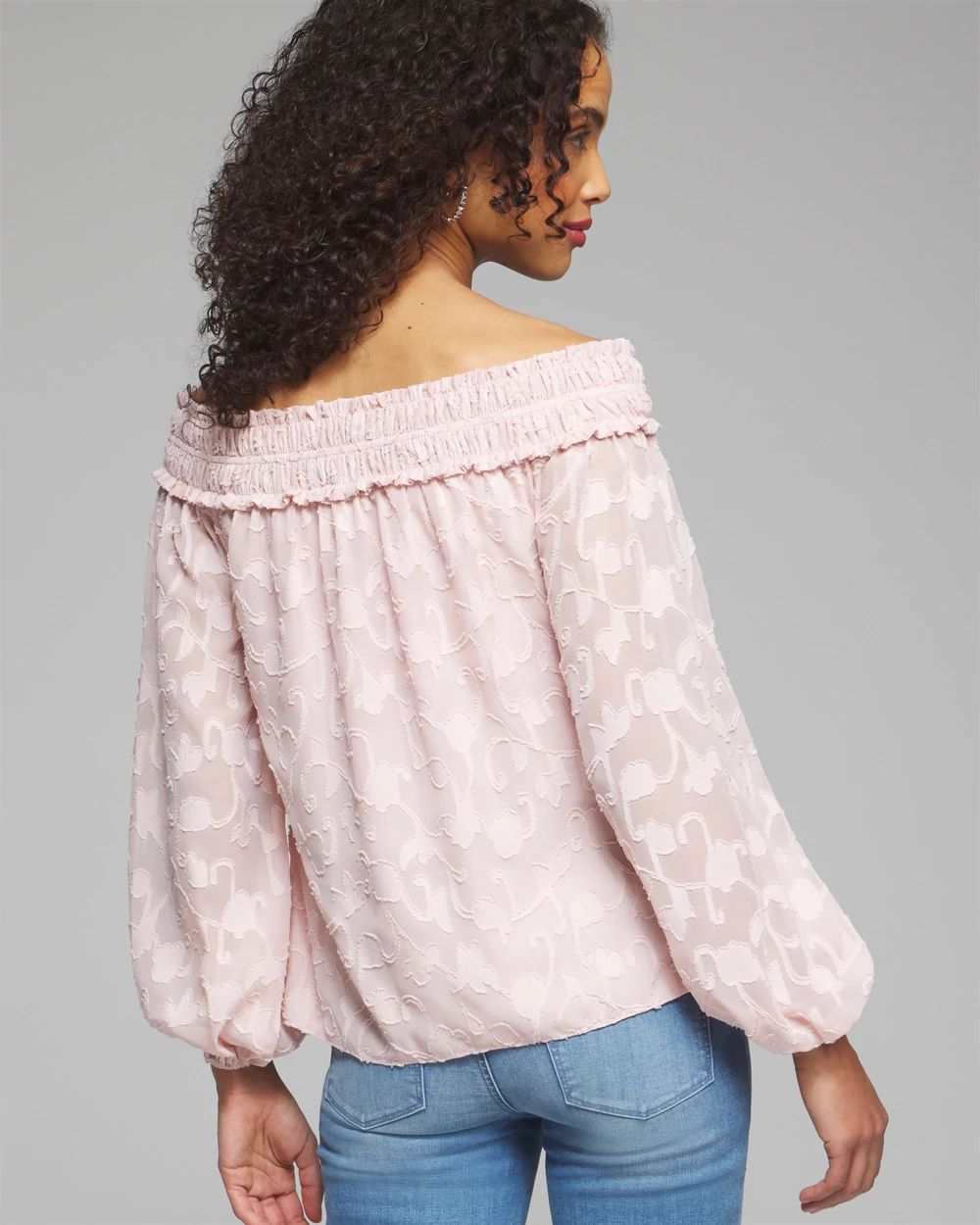 Outlet WHBM Off-The-Shoulder Jacquard Blouse click to view larger image.