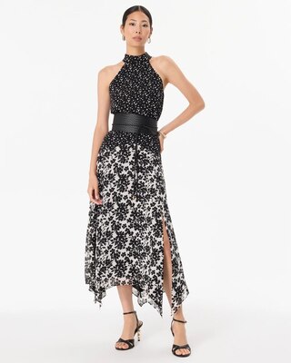 Handkerchief Hem Chiffon Halter Midi Dress click to view larger image.