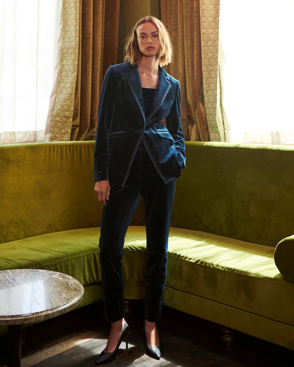 Elle Velvet Slim Ankle Pant