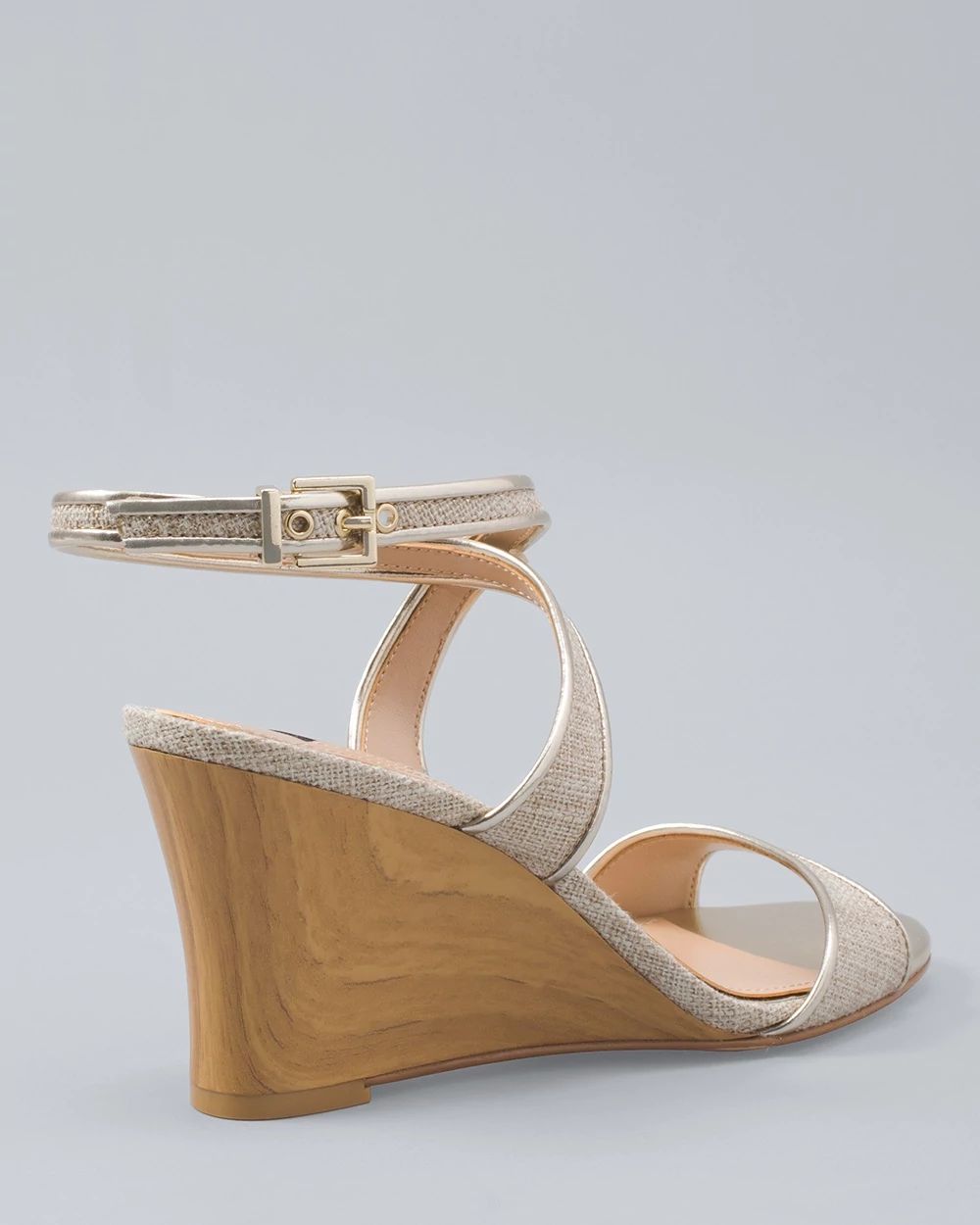 Metallic-Trim Linen Wedges click to view larger image.