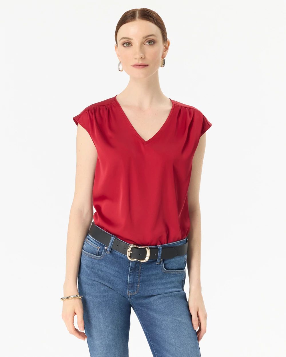 V-neck Satin Shell