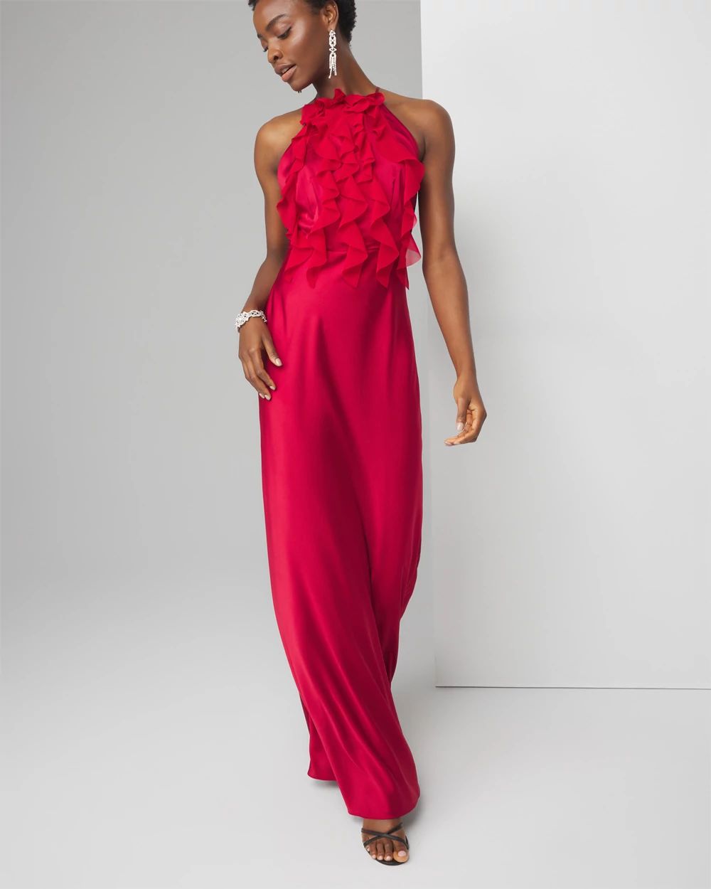 Satin Ruffle Gown click to view larger image.
