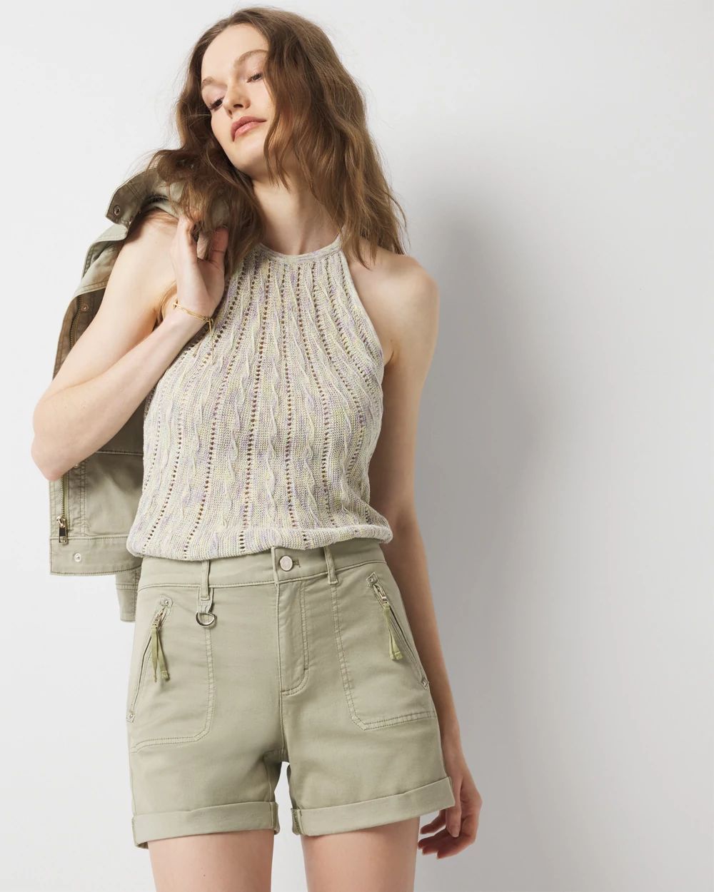 Petite Space Dye Sweater Halter Tank
