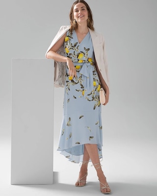Floral Print High-Low Midi Dress click to view larger image.