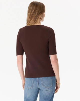 Elbow Sleeve Henley Top