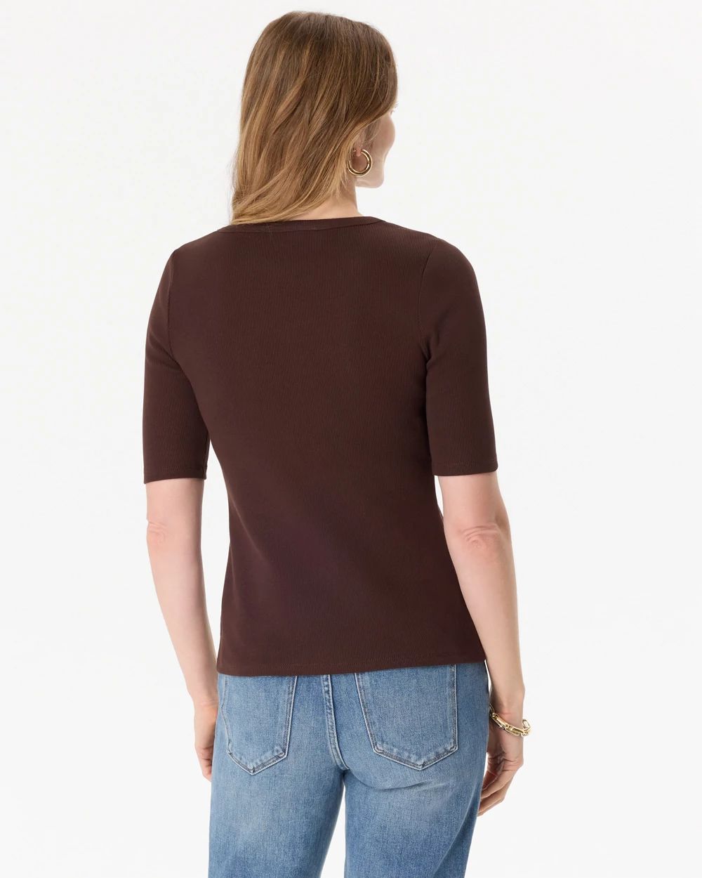 Elbow Sleeve Henley Top