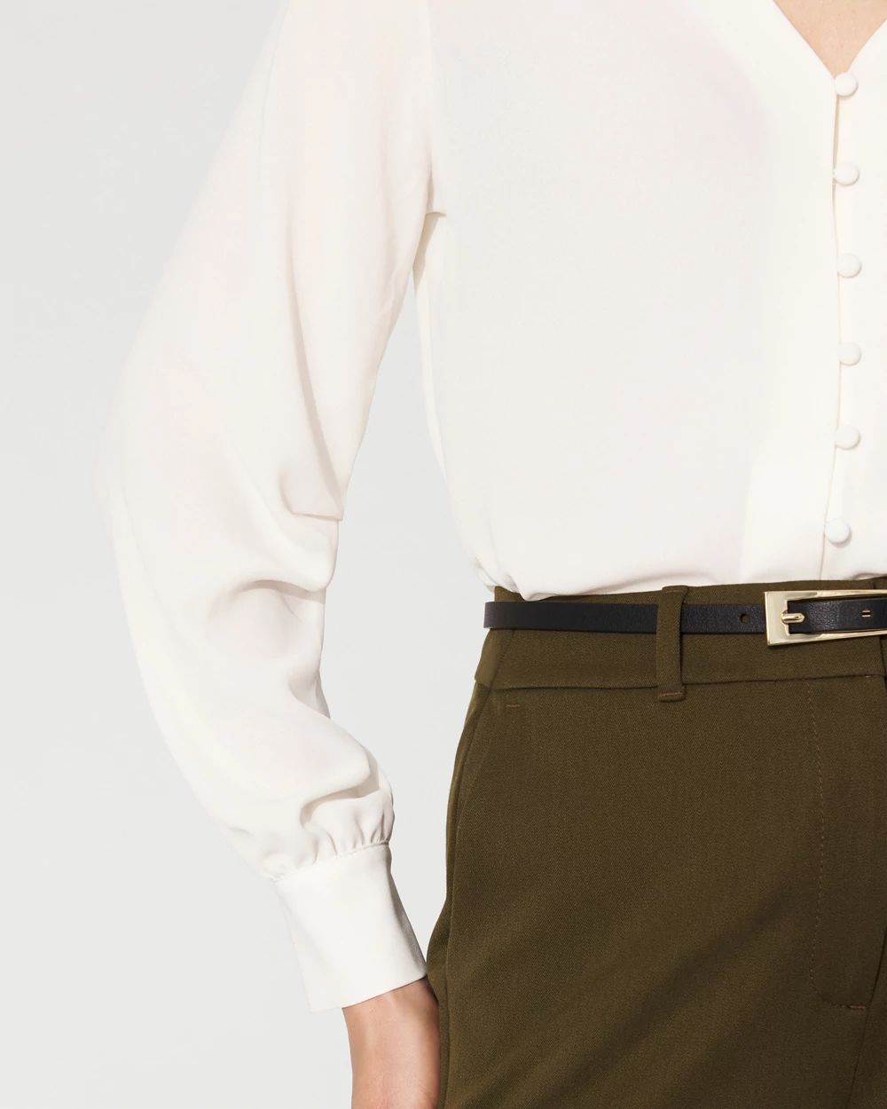 Long-Sleeve Button-Up Blouse click to view larger image.