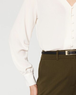 Long-Sleeve Button-Up Blouse click to view larger image.