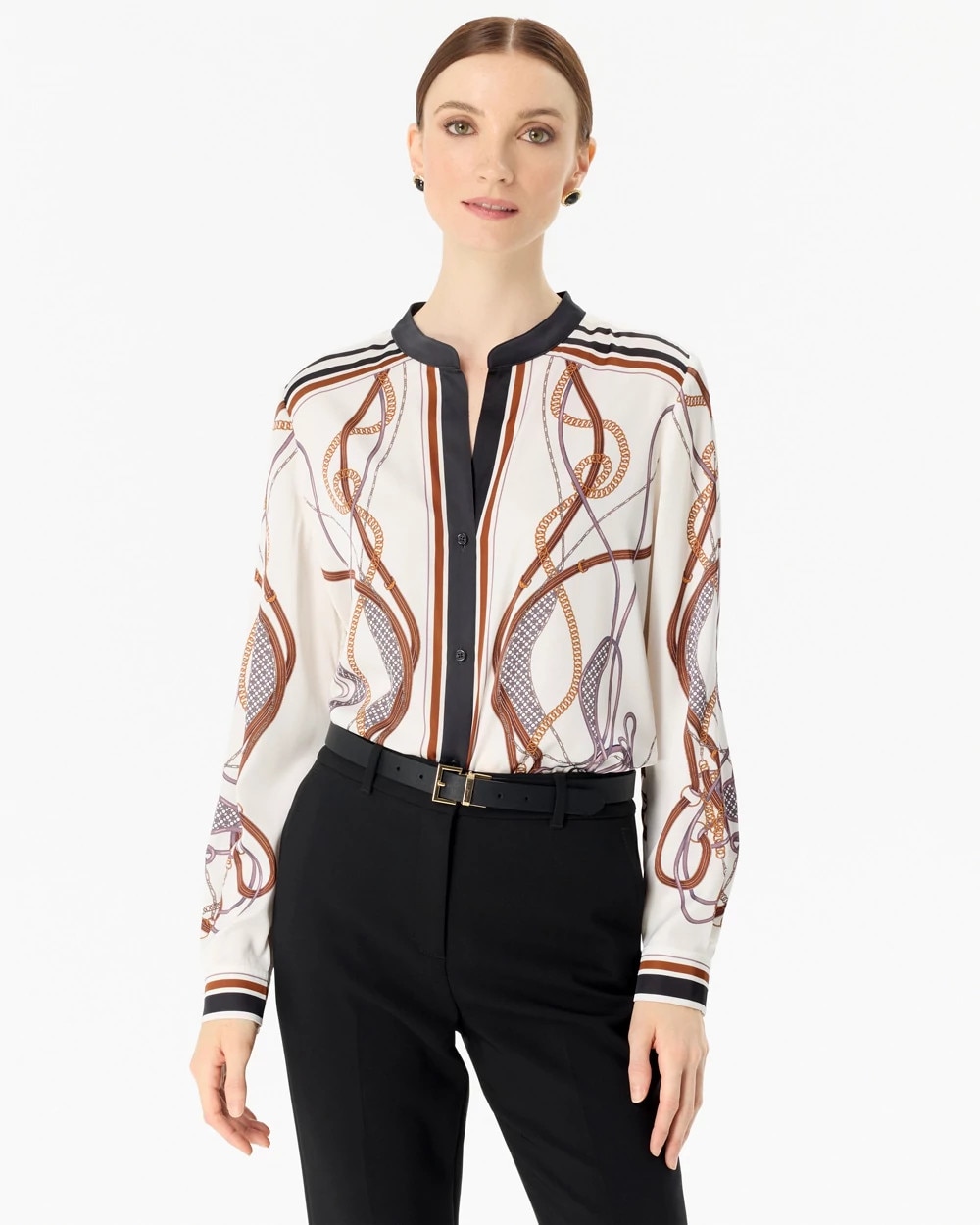 Stand Collar Satin Shirt