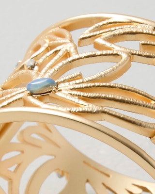 Goldtone Filigree Faux Moonstone Cuff Bracelet click to view larger image.