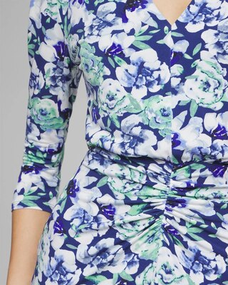 Long Sleeve Ruched Front Matte Jersey Midi Dress