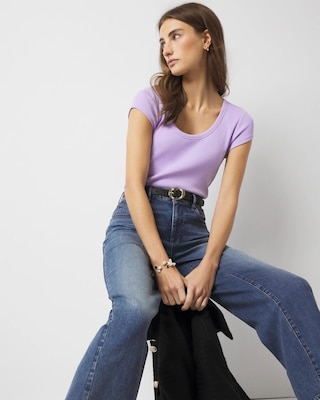 WHBMFORME™ Ribbed Stretch Scoop Neck Tee click to view larger image.