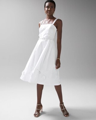 Embroidered 3-D Fit and Flare Dress