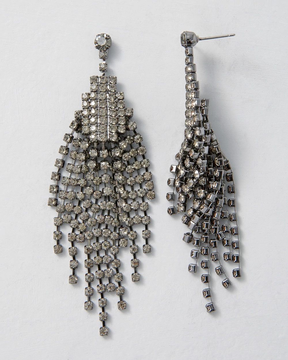 Hematite Fringe Chandelier Earrings