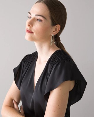 Flutter-Sleeve V-Neck Top