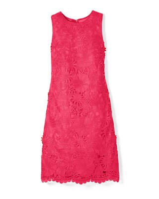 Sleeveless Embroidered Lace Shift Dress