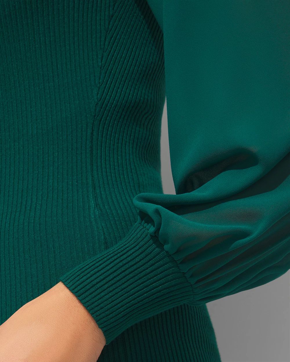 Outlet WHBM Woven-Sleeve Pullover