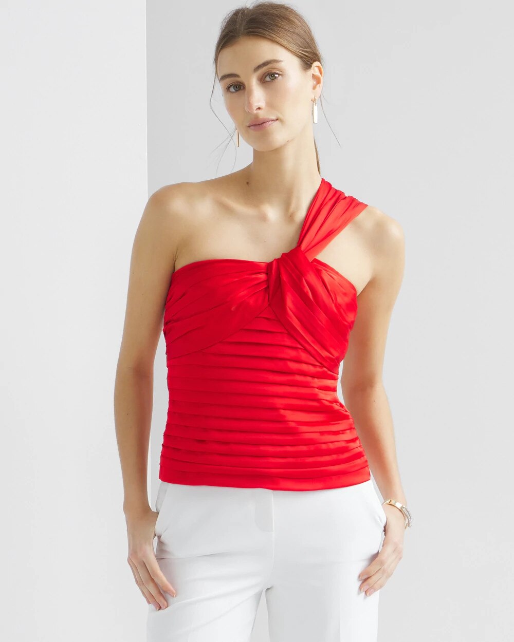 One-Shoulder Pleated Bustier - image 1