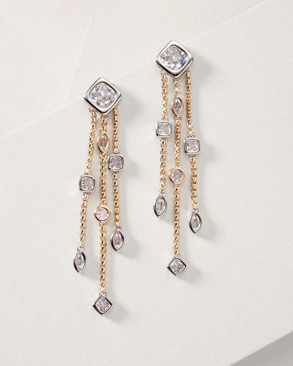 Silvertone & Goldtone Cubic Zirconia Earrings click to view larger image.
