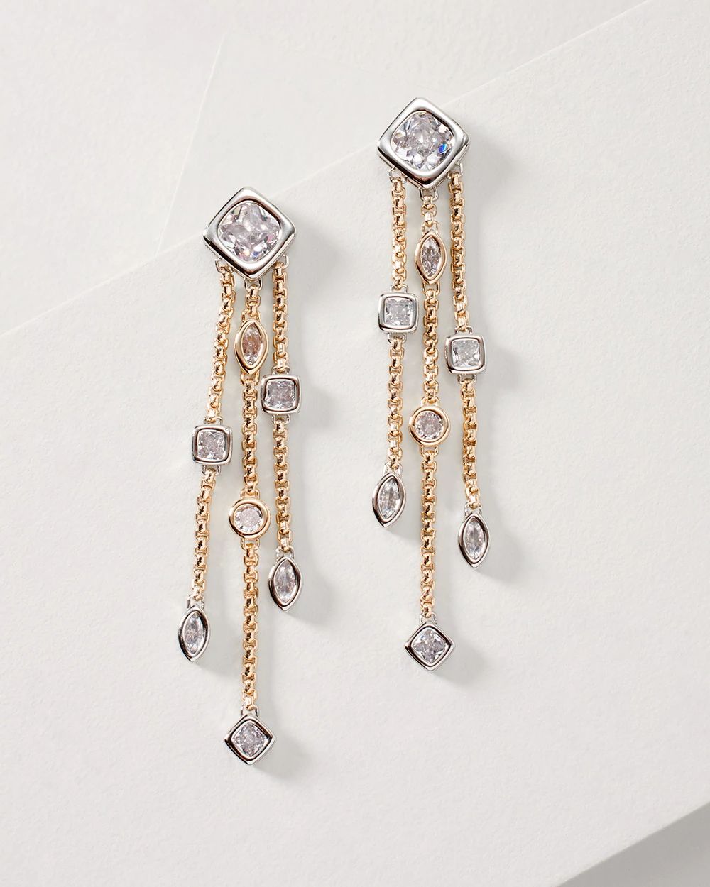 Silvertone & Goldtone Cubic Zirconia Earrings