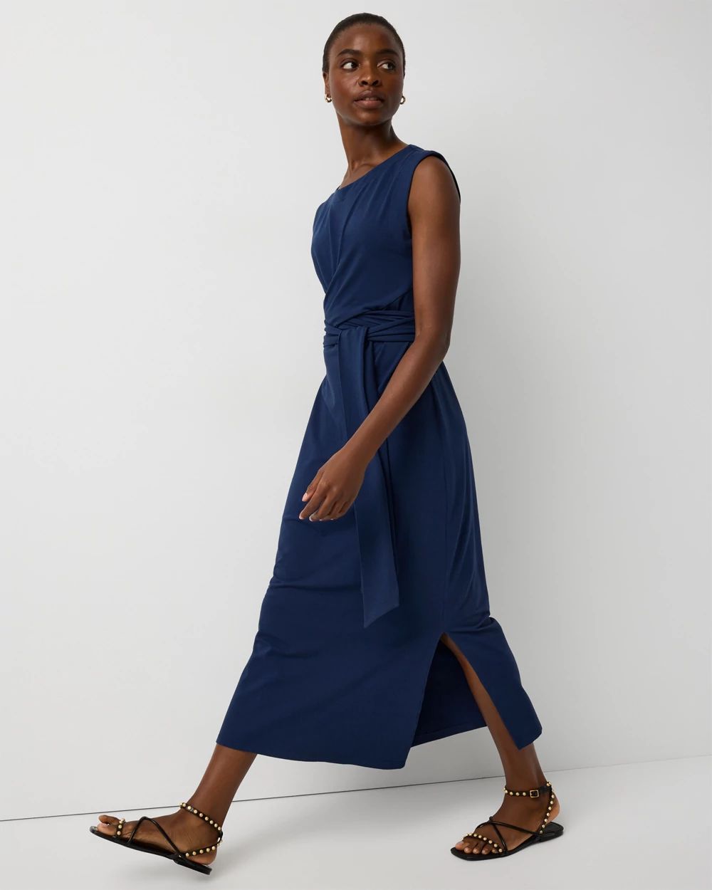 Ponte Tie-Waist Midi Dress click to view larger image.
