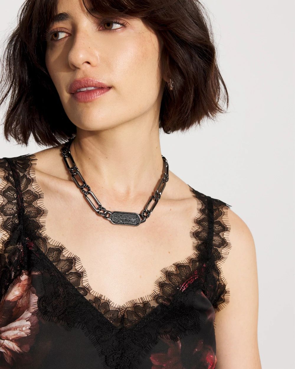 Lace Trimmed Satin Camisole click to view larger image.