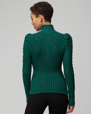 Puff Sleeve Cable Mockneck Sweater