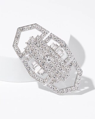 Art Deco Silver Crystal Brooch
