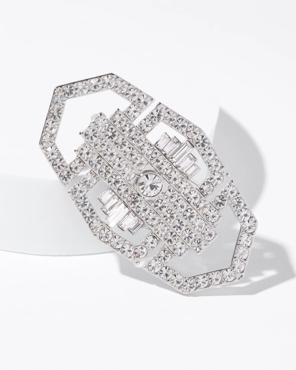 Art Deco Silver Crystal Brooch